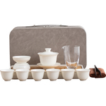 羊脂玉旅行功夫茶具套装家用陶瓷盖碗茶杯整套便携式轻奢德化白瓷