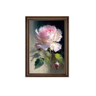 牡丹花挂画美式玄关装饰画走廊过道壁画花开富贵客厅油画大芬村