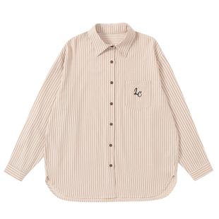 【清仓】LAMC丨POLO领条纹衬衫女长短款休闲长袖外套基础内搭纯色