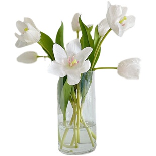 ins透明积木花束花瓶郁金香简约水养玻璃瓶家居客厅桌面装饰摆件