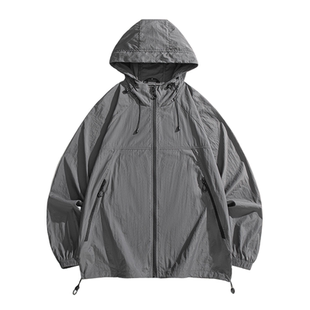 碳灰色UPF50+户外薄款防晒衣男女夏季山系速干机能连帽遮阳服外套