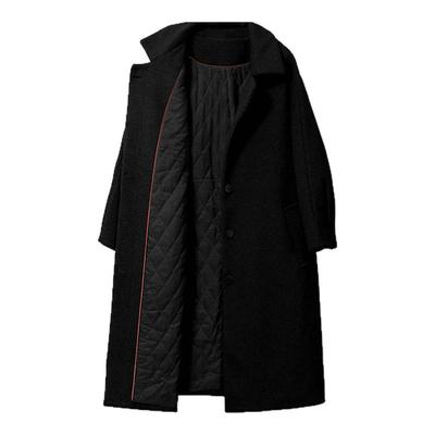 黑色羊毛呢子大衣小个子女装秋冬英伦风中长款加厚毛呢外套女夹棉