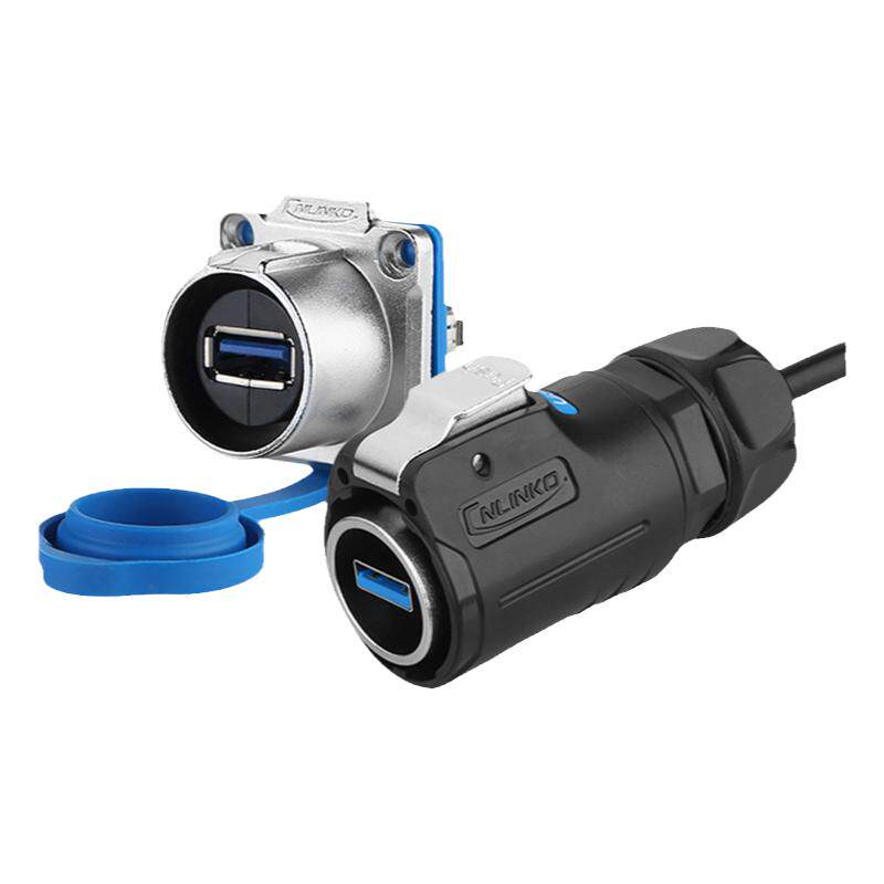 Cnlinko凌科USB2/3.0防水航空插头插座LP24双母头0.5-3米线连接器