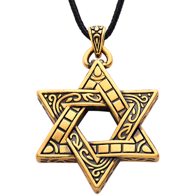 正品六芒星男款吊坠时尚百搭纯金