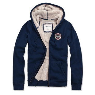 美洲海岸af卫衣男士保暖秋冬季连帽衫开衫宽松羊羔绒加绒加厚外套