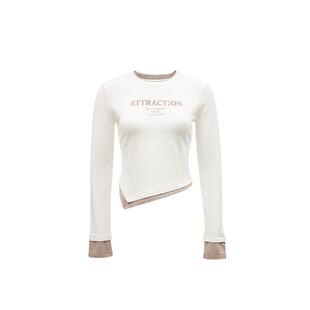 绫致ONLY秋冬新时尚修身假两件打底衫正肩字母T恤女百搭