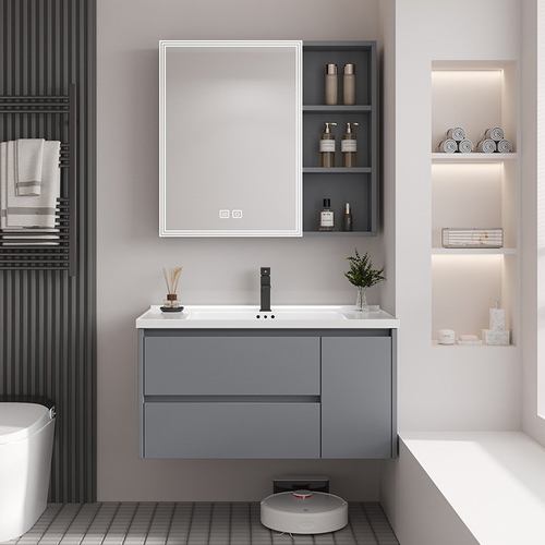 大抽屉浴室柜太空铝蜂窝铝洗手盆柜卫浴悬挂式陶瓷一体洗漱台收纳