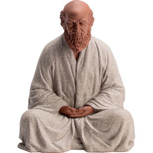 禅意达摩紫砂茶宠摆件创意陶瓷人物茶道空间摆设茶桌博古架装饰品