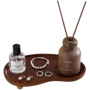 实木中古风首饰托盘摆件香水香薰置物架梳妆台饰品盘玄关钥匙收纳