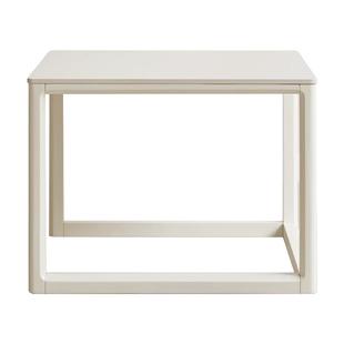 源氏木语加兰实木茶几简约组合茶桌沙发边几白色奶油风岩板茶台