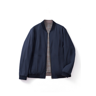 不张扬的奢/男士秋冬加厚高端棒球领夹克防水透气两面穿外套上衣