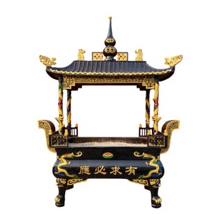 室外香炉大型铸铁铜香炉焚烧炉插香炉带葫芦顶盖四八龙柱寺庙寺院