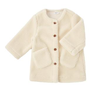 moomoo童装女童长款外套秋冬儿童宽松舒适保暖仿羊羔绒休闲百搭