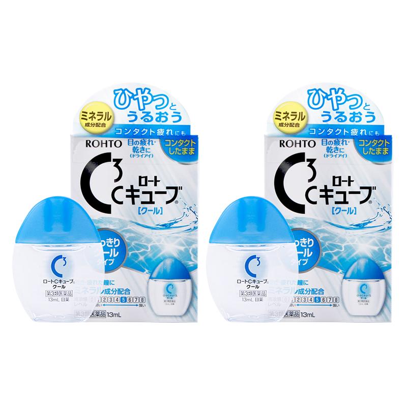 日本进口ROHTO乐敦清C3隐形眼镜眼药水滴眼液缓解眼疲清凉13ml*2