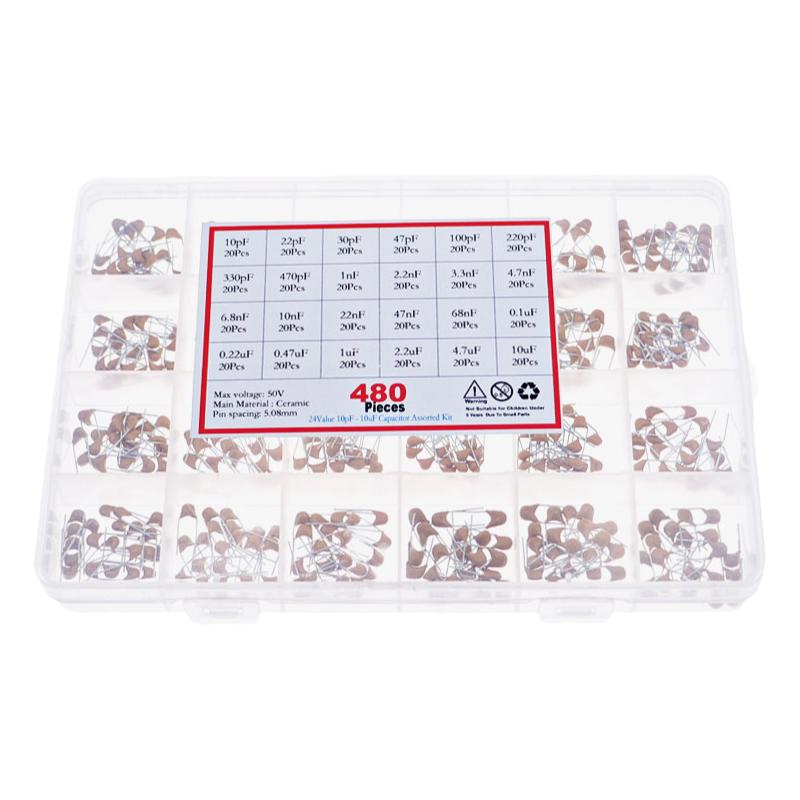 独石电容104样品包50V直插5pF~10uF无极陶瓷电容器电子元器件套装