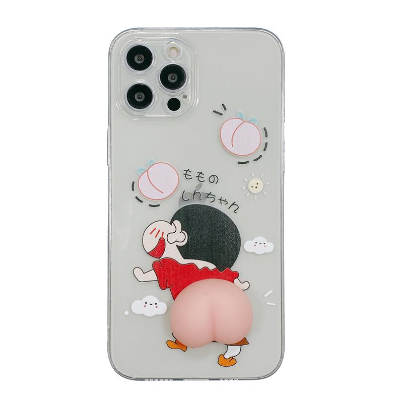 解压拿捏屁股苹果13手机壳iPhone12全包镜头11pro软壳12Pro透明8plus桃子xsmax硅胶Xr卡通x可爱