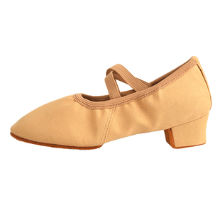 带跟舞蹈鞋女士专用软底帆布练功成人教师鞋中跟古典舞民族舞鞋