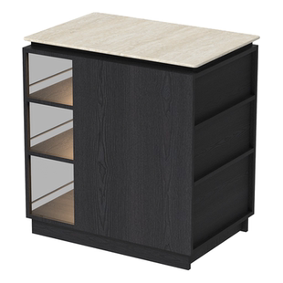 可移动岛台餐桌一体轻奢高端餐厅家用小户型开放式洞石岩板中岛