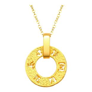 六字真言纯银镀18K黄金 大明咒项链女罗马圆环锁骨链复古镂空数字