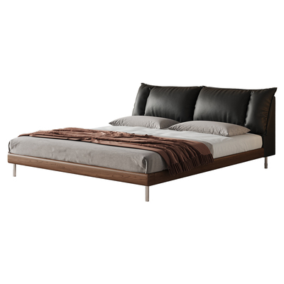 法莎蒂真皮木意式极简床