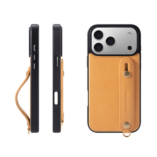 HANATORA花虎适用苹果17/16/15promax手机壳新款支架腕带挂绳真皮14/13全包防摔高级感高端男款女款Air