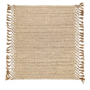 波西米亚风圆形黄麻地毯手工打结流苏边民宿客厅卧室床边毯圆地垫