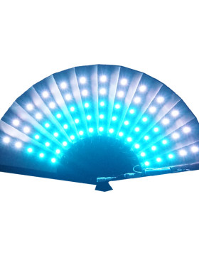 LED 夜光 蹦迪扇 发光扇子 抖音男女士 张云雷 定制logo折扇子