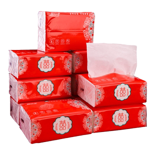 结婚红色袋装抽纸可爱婚宴一次性婚礼喜宴餐巾纸面巾纸装家用批发