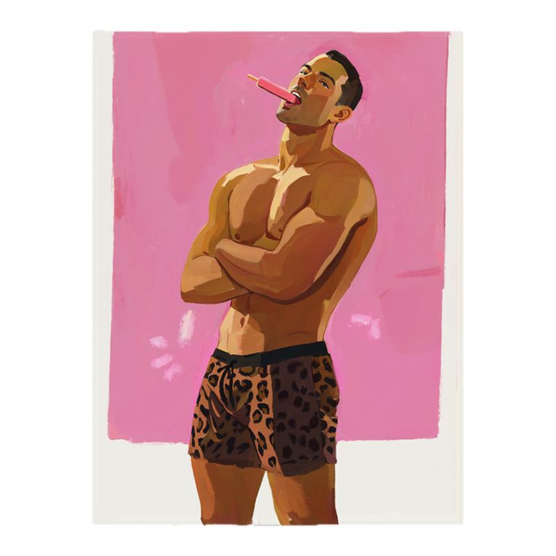 冰棒肌肉男卡通装饰画趣味男生挂画喷绘客厅动画房间玄关个性