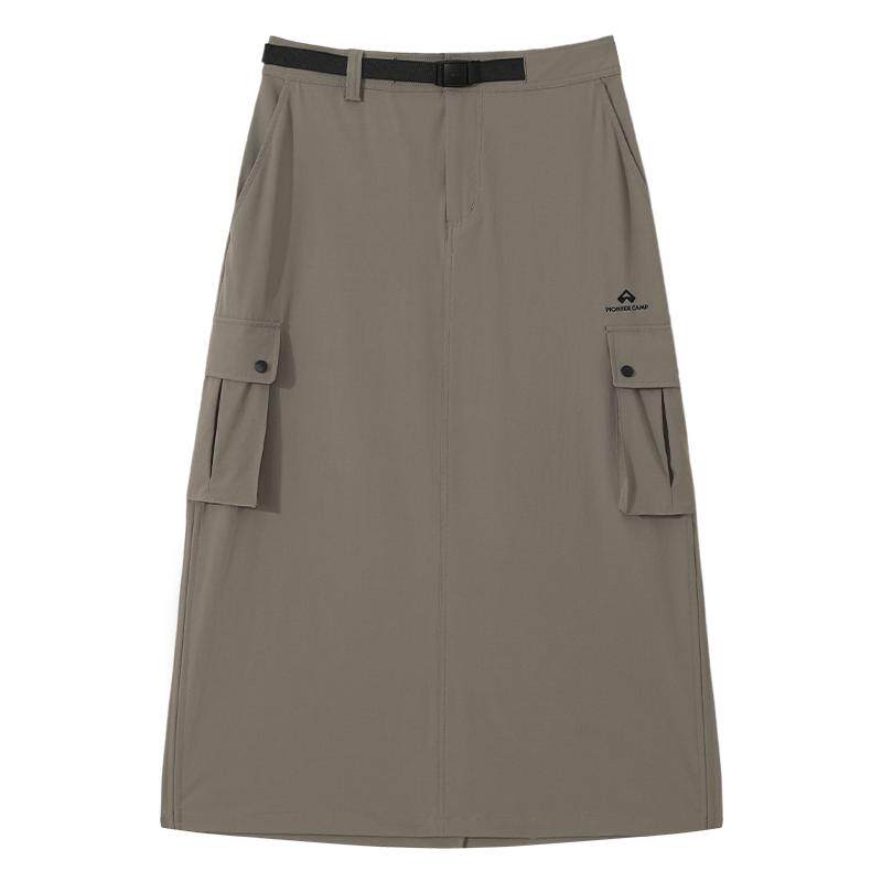 拓路者山系工装口袋抽绳半身裙女春秋季速干高腰中长款裙子半裙