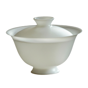 觅白瓷超薄胎盖碗不烫手素烧茶碗纯手工夫泡茶具冰种玉瓷二才轻盈