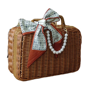 仿藤编手提箱复古收纳藤编箱伴手礼品包装手提箱藤箱婚礼伴手礼盒