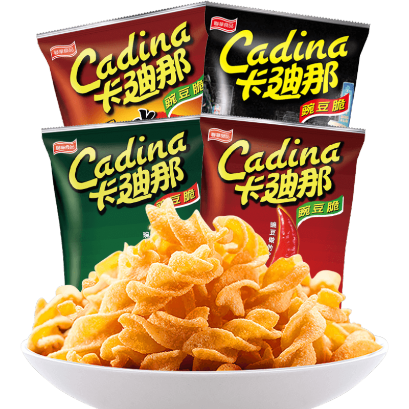 Cadina/卡迪那4种口味豌豆脆52gx4袋聚会出游休闲小吃膨化零食