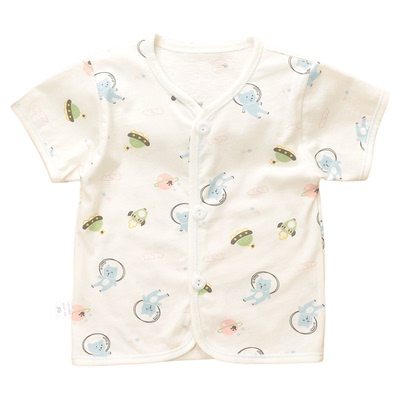 新生婴儿夏季薄款衣服男女宝宝纯棉短袖开衫单件上衣0-3-6-12个月