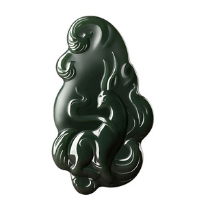 天然和田玉塔青牌子九尾狐吊坠男女款玉石项链玉坠黑羊脂玉佩玉挂