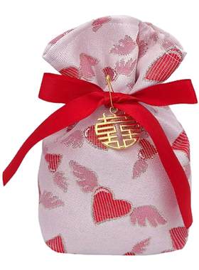 豆芽的兜粉色喜糖袋高级中国风