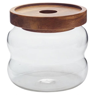 Tippite日本相思木按压高硼硅玻璃制品密封罐咖啡豆零食防潮 TP27