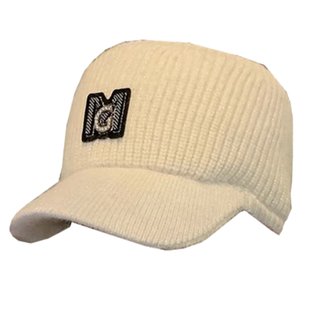 春秋季保暖护耳针织鸭舌帽冬季女士洋气时尚韩版百搭空顶棒球帽子