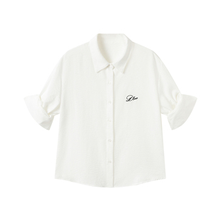 大佬街舞潮原创jazz白色半袖衬衫抒情编舞衬衣宽松百搭上衣女0911