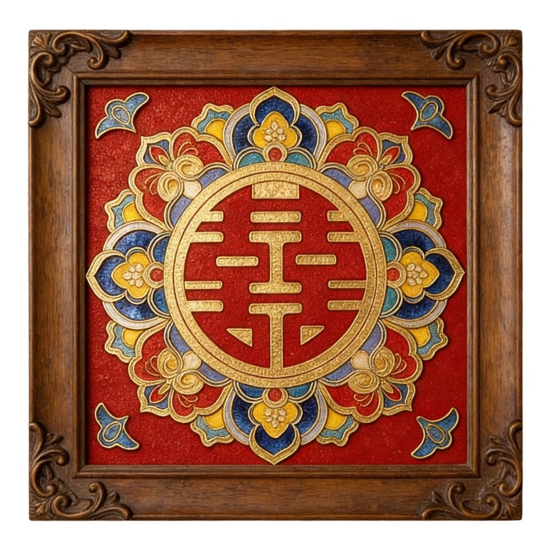 掐丝珐琅结婚礼物DIY材料包新中式景泰蓝双喜装饰画婚庆喜庆挂画
