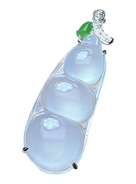 翠贵人冰种18K金冰透四季豆吊坠