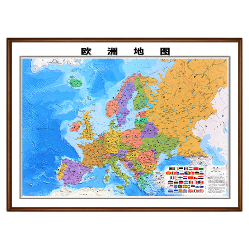 中英文版欧洲地图装饰画
