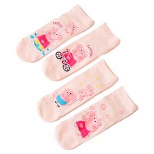 女童小猪佩奇袜子春夏薄款薄棉卡通中筒袜夏季儿童女孩宝宝网眼袜