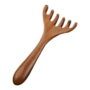 头部按摩爪檀木鹿角梳头皮经络梳抓头挠头刮痧养生拨筋棒头疗木梳