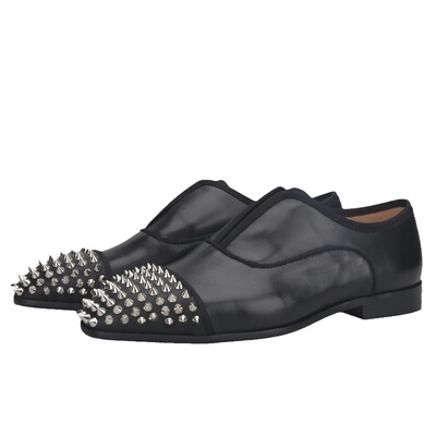 铆钉红底鞋套脚休闲皮鞋牛津鞋男