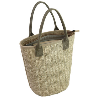 布奏草编包手拎水桶包饭盒手提包女高级感便当包手提袋帆布包编织