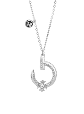 钉子鸢尾花项链女纯银莫桑钻原创