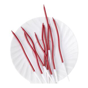 网红红色曲线蜡烛蛋糕装饰情人节新年螺旋弯曲蜡烛生日蛋糕插件