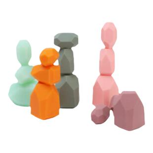 新款低龄儿童彩色叠石平衡硅胶制积木专注力叠叠乐桌游玩具可啃咬