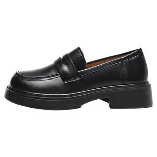 回力乐福鞋女2026春季新款厚底英伦单鞋软底鞋子黑色粗跟jk小皮鞋